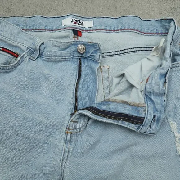 Tommy Jeans Mens Size 36x32 Blue Relaxed Straight Stretch Light Wash Distressed - Picture 5 of 16